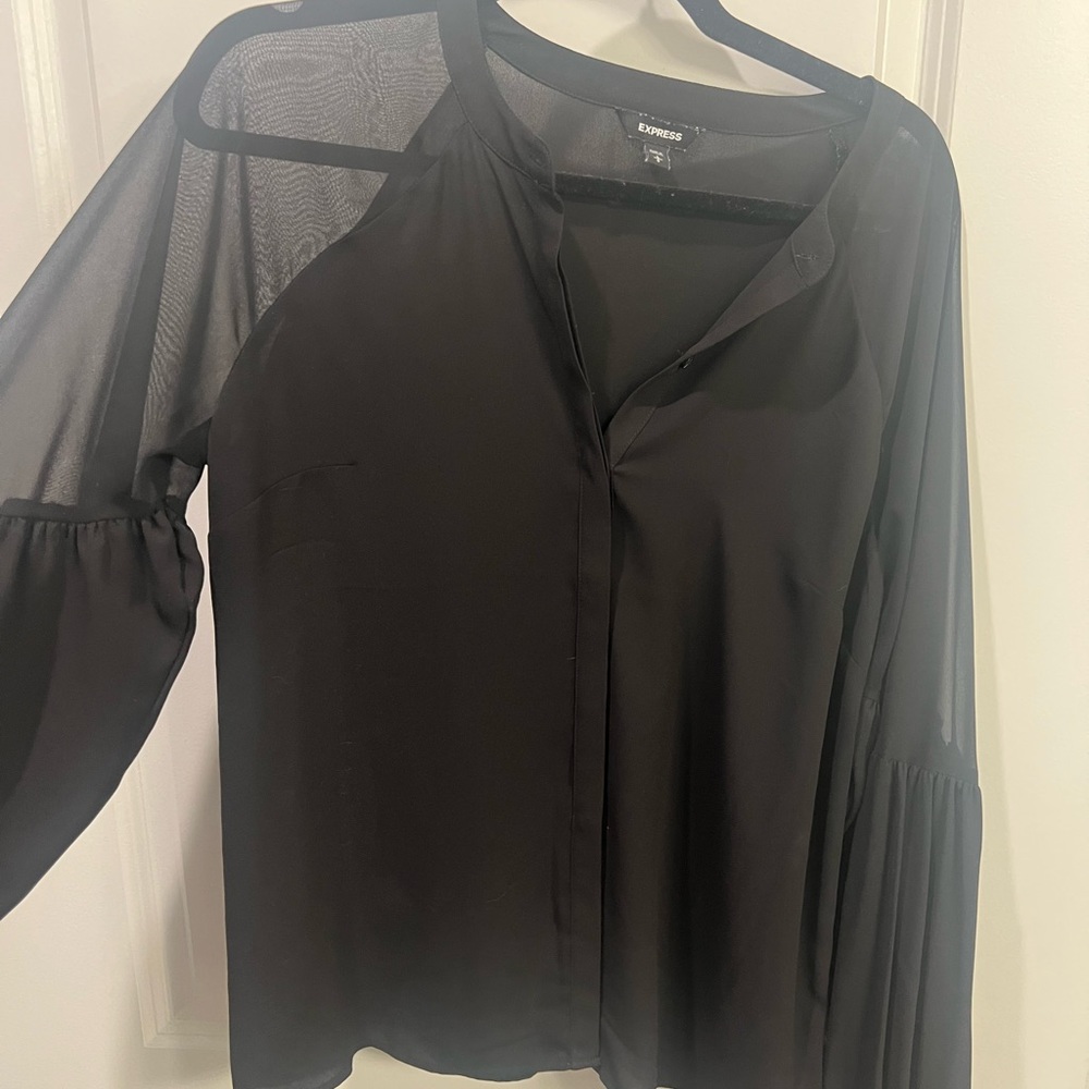 Express Women’s Button Down with Sheer Shoulder